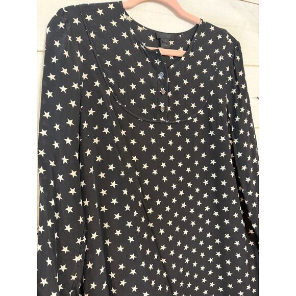 J. Crew Collection 100% Silk Black With White Stars Print Dress, Lined Size 6 - Picture 7 of 7
